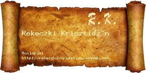 Rekeczki Krisztián névjegykártya